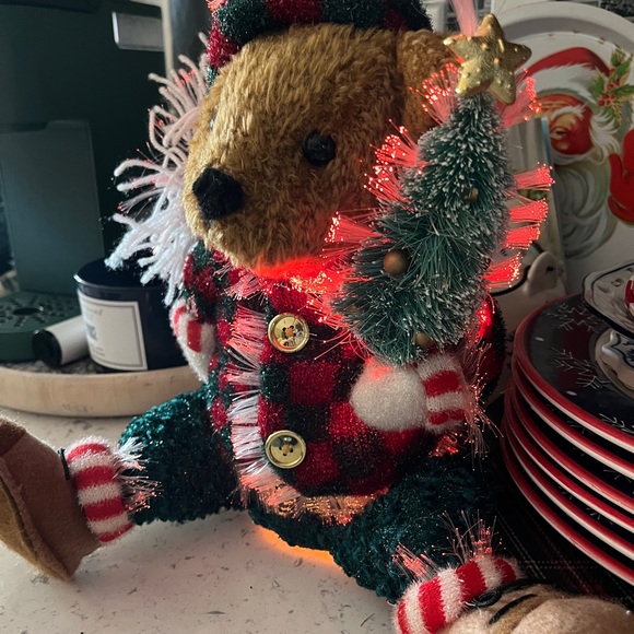 Vintage Fiber Optic Christmas Teddy Bear Plush 2003 Avon EC Works - Picture 6 of 11